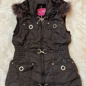 Dark Brown  Jacket with Fur Trim